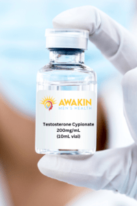 A vial of testosterone cypionate 200mg/mL - 10 mL vial