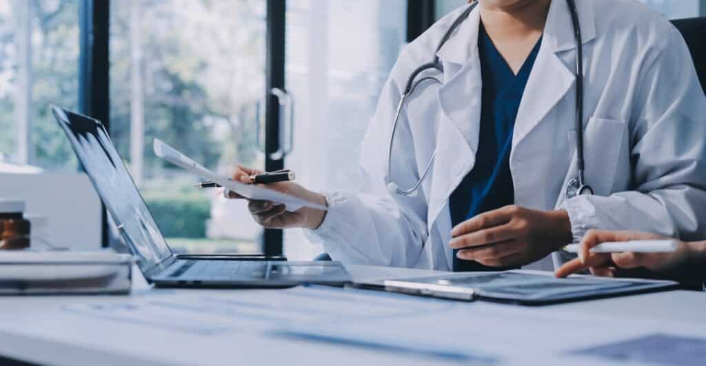 Doctor doing Testosterone Levels Test